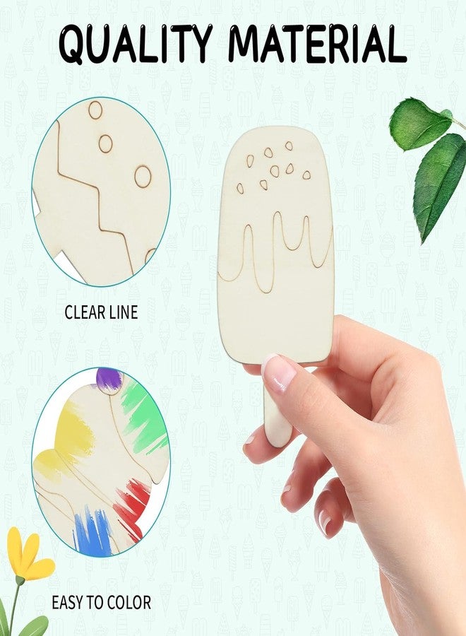 Haoser 10 PCS Unfinished Ice Cream Wood Cutouts 10 Styles Summer DIY Blank Unfinished Wooden Cutouts for Crafts Ice Cream Ornament for Kids Painting, DIY Crafts Home Decoration,Kids Art and Craft kit - Image 3